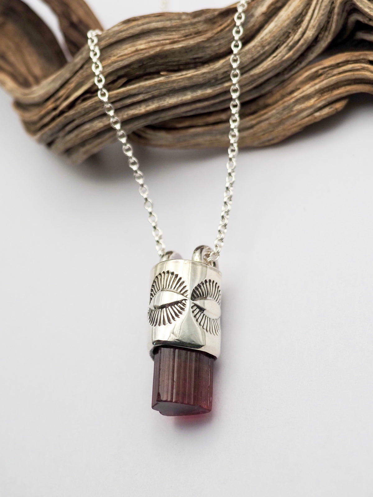Rubellite Tourmaline Eye Talisman Necklace