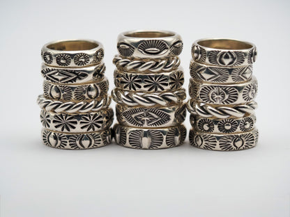 Sterling Silver Half Round and Twist Stacker Rings