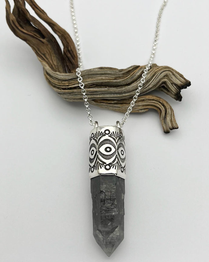 Tibetan Quartz Eye/Mojave Big Talisman Necklace