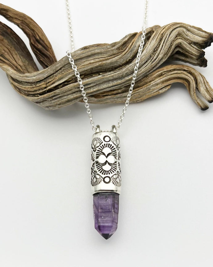 Brandberg Namibian Amethyst Oasis/Prickly Pear Talisman Necklace