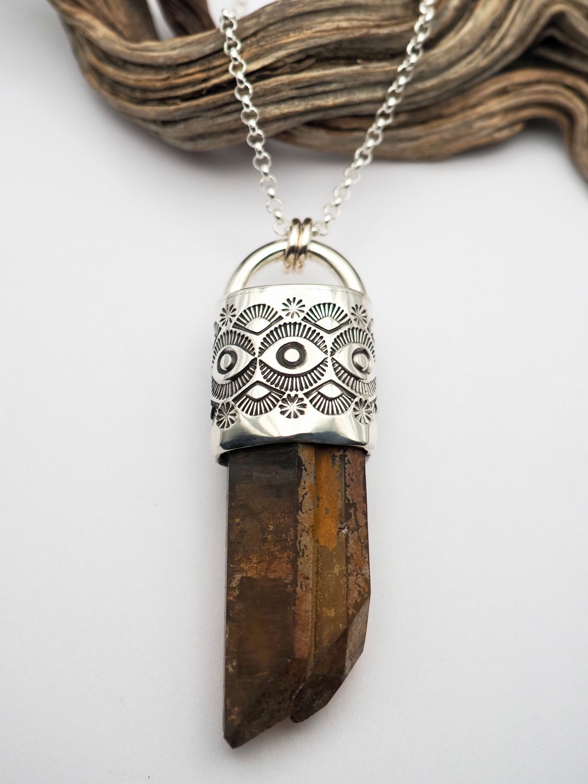 Citrine Eye/Fan Talisman Necklace