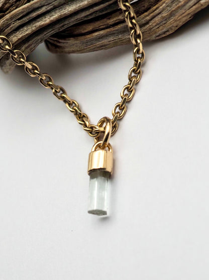 Aquamarine Mini 14k Gold Talisman Pendant