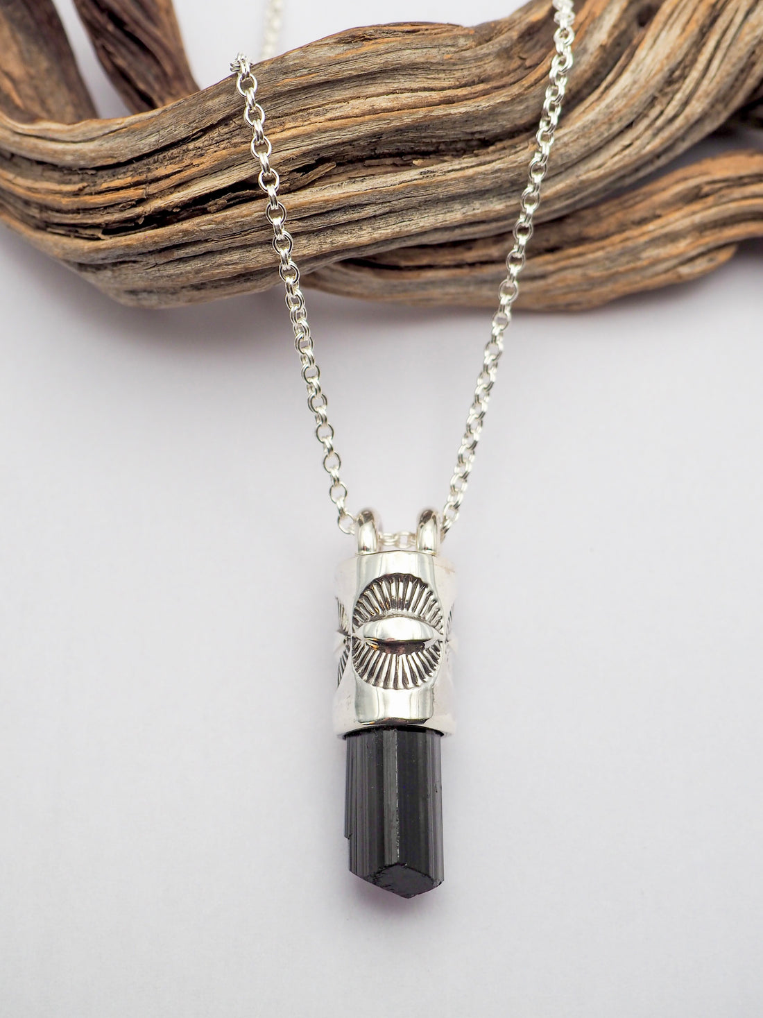 Black Tourmaline Eye Talisman Necklace