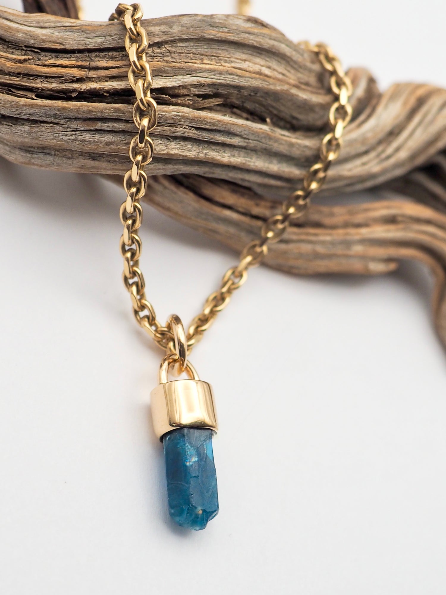 Blue Apaite 14k Gold Pendant