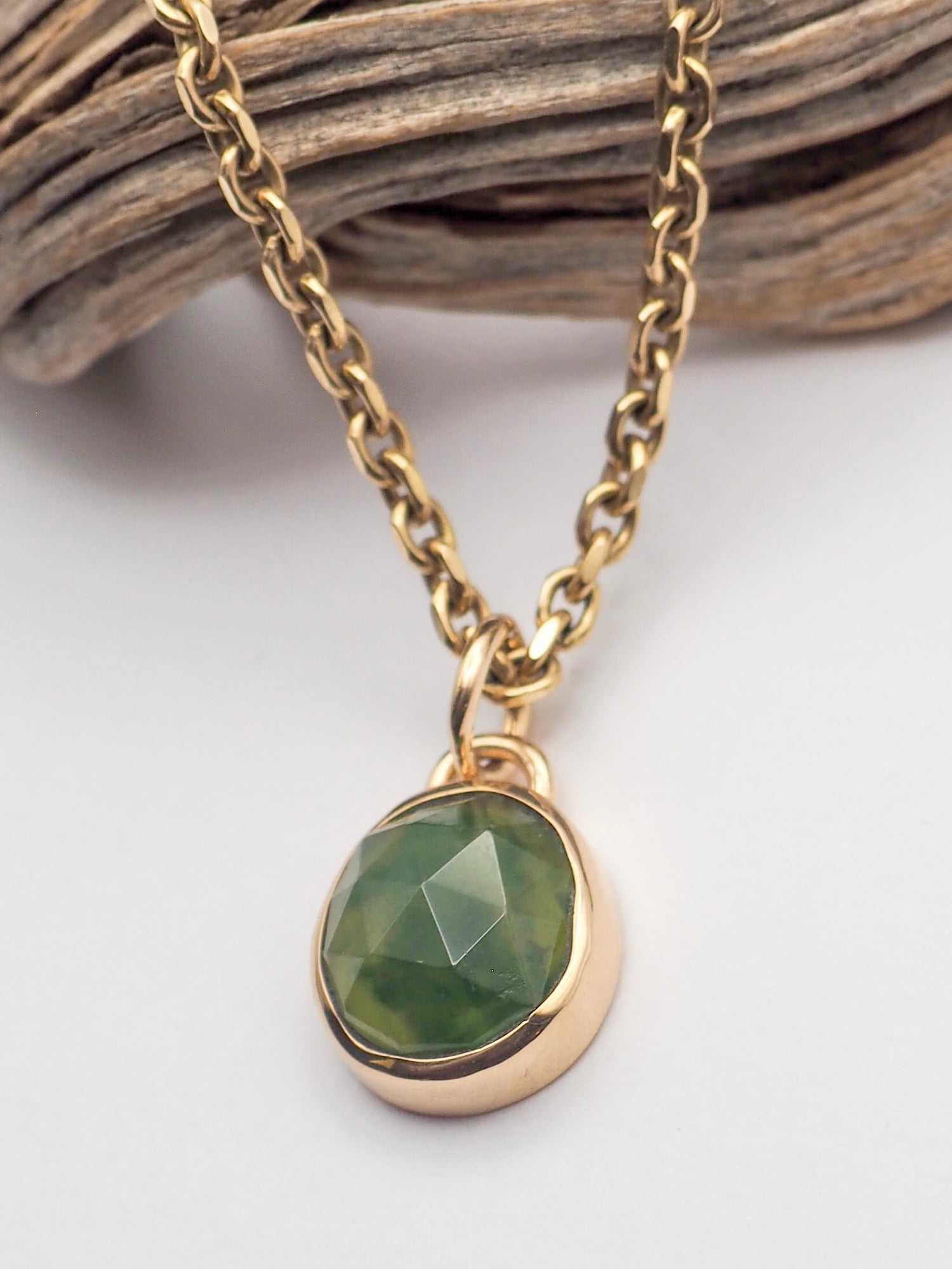 Hydrogrossular Green Garnet 14k Gold Pendant