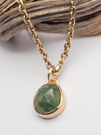 Hydrogrossular Green Garnet 14k Gold Pendant