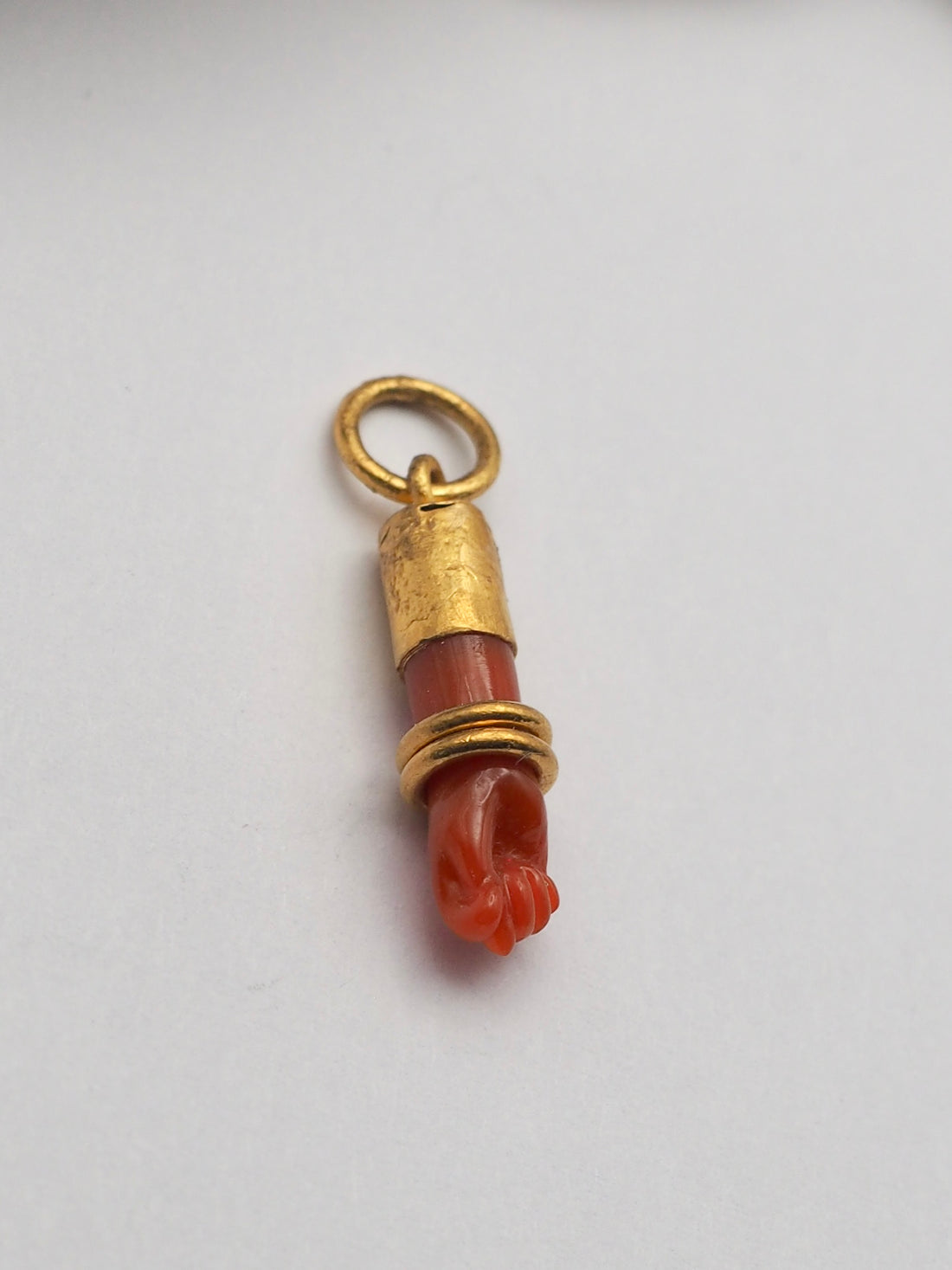 Vintage 24k Hand Carved Coral Figa Pemdant