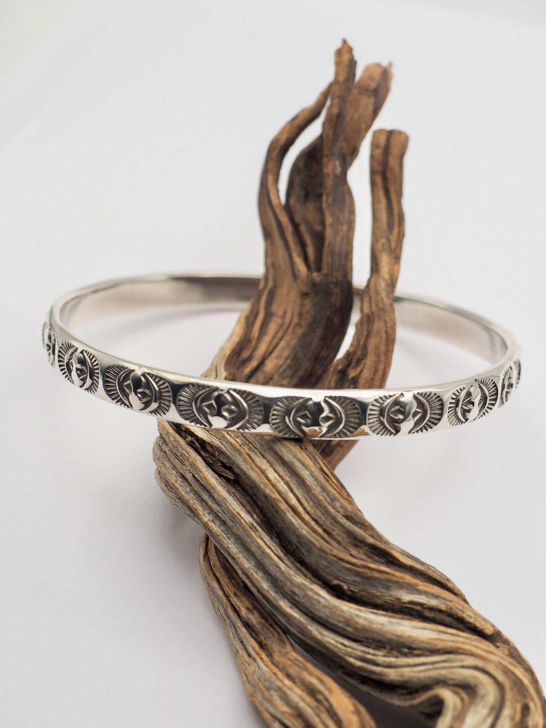 Adobe Hand Stamped Sterling Silver Bangle M/L