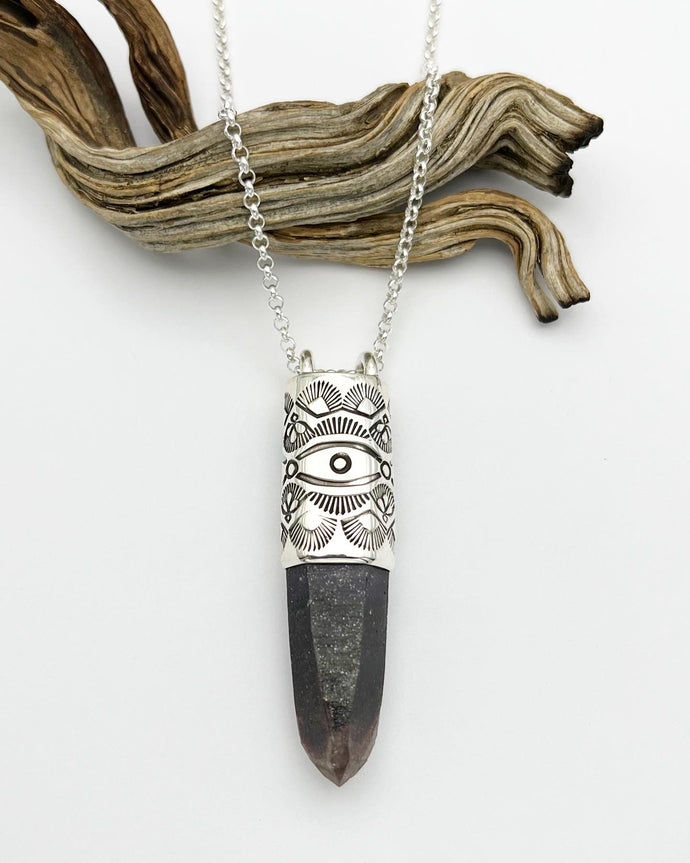 Brandberg Namibian Amethyst Big Eye/Fan Talisman Necklace