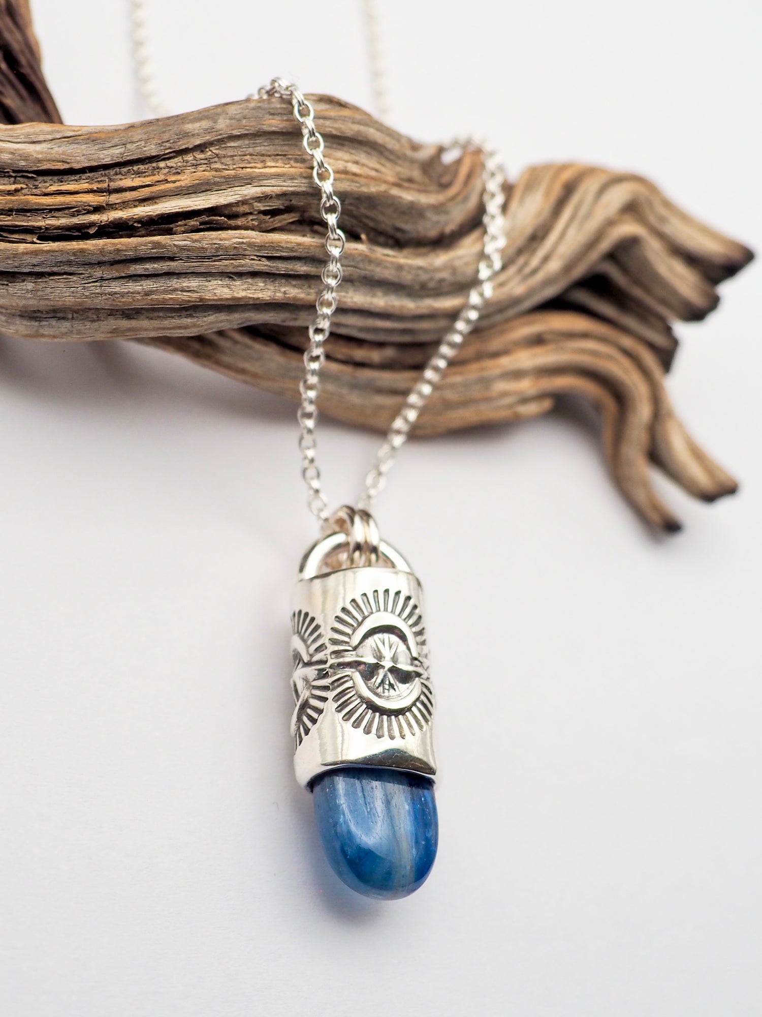 Polished Blue Kyanite Portal Talisman Necklace