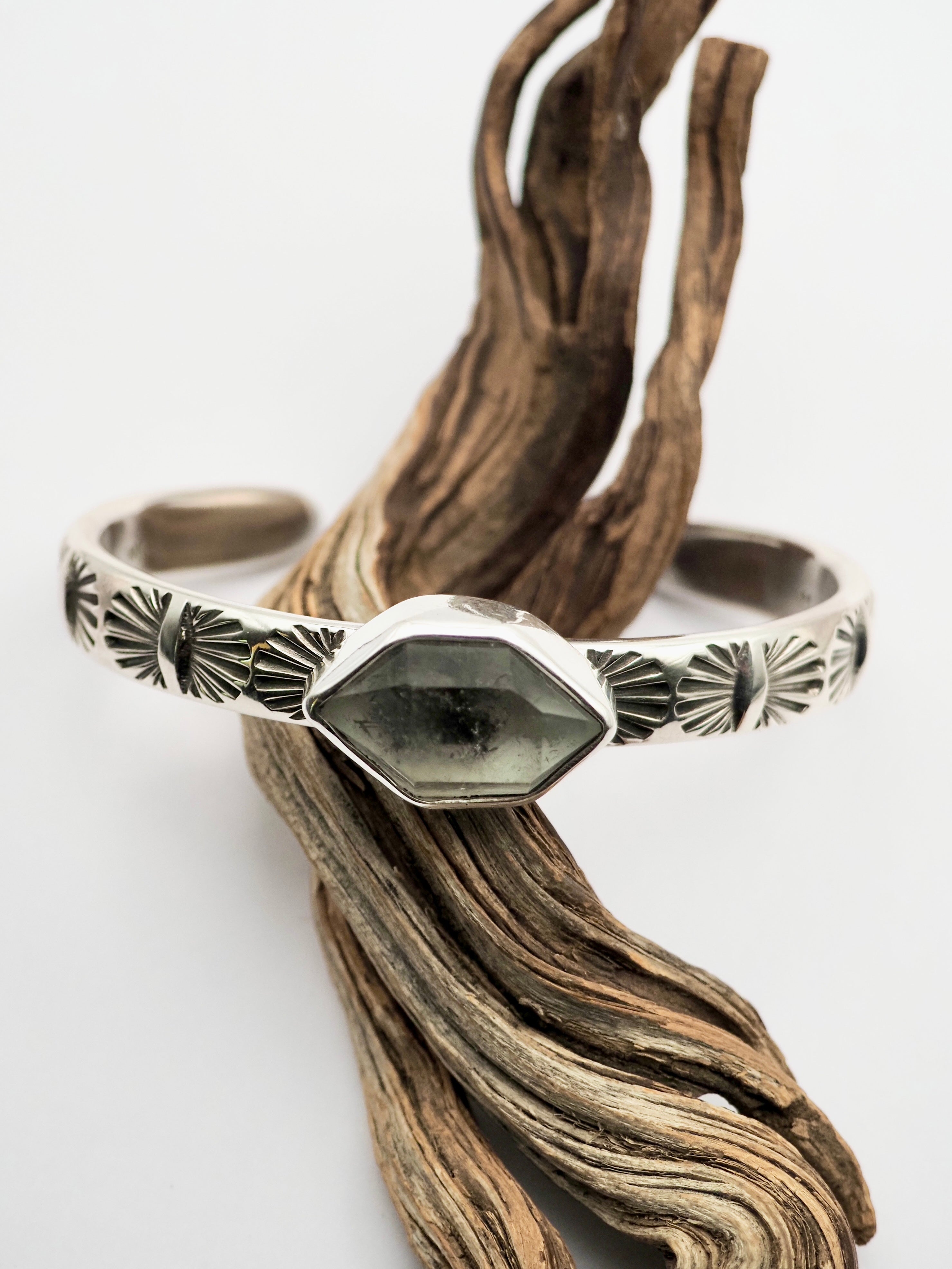 Tibetan Quartz Juniper Heavyweight Stacker Cuff S/M