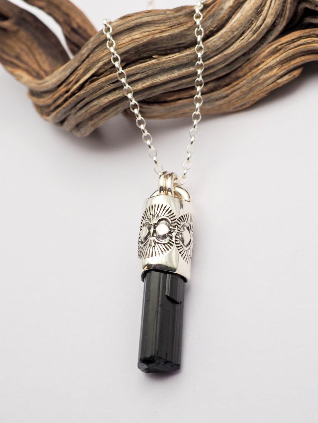 Black Tourmaline Mesa Talisman Necklace