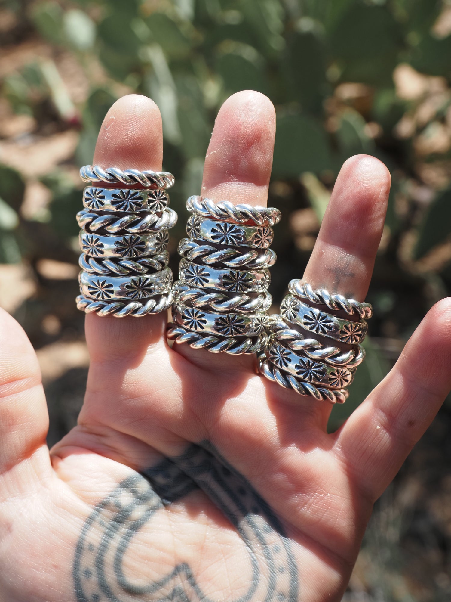 Twist Rings and Sparkle Hand Stamped Rings