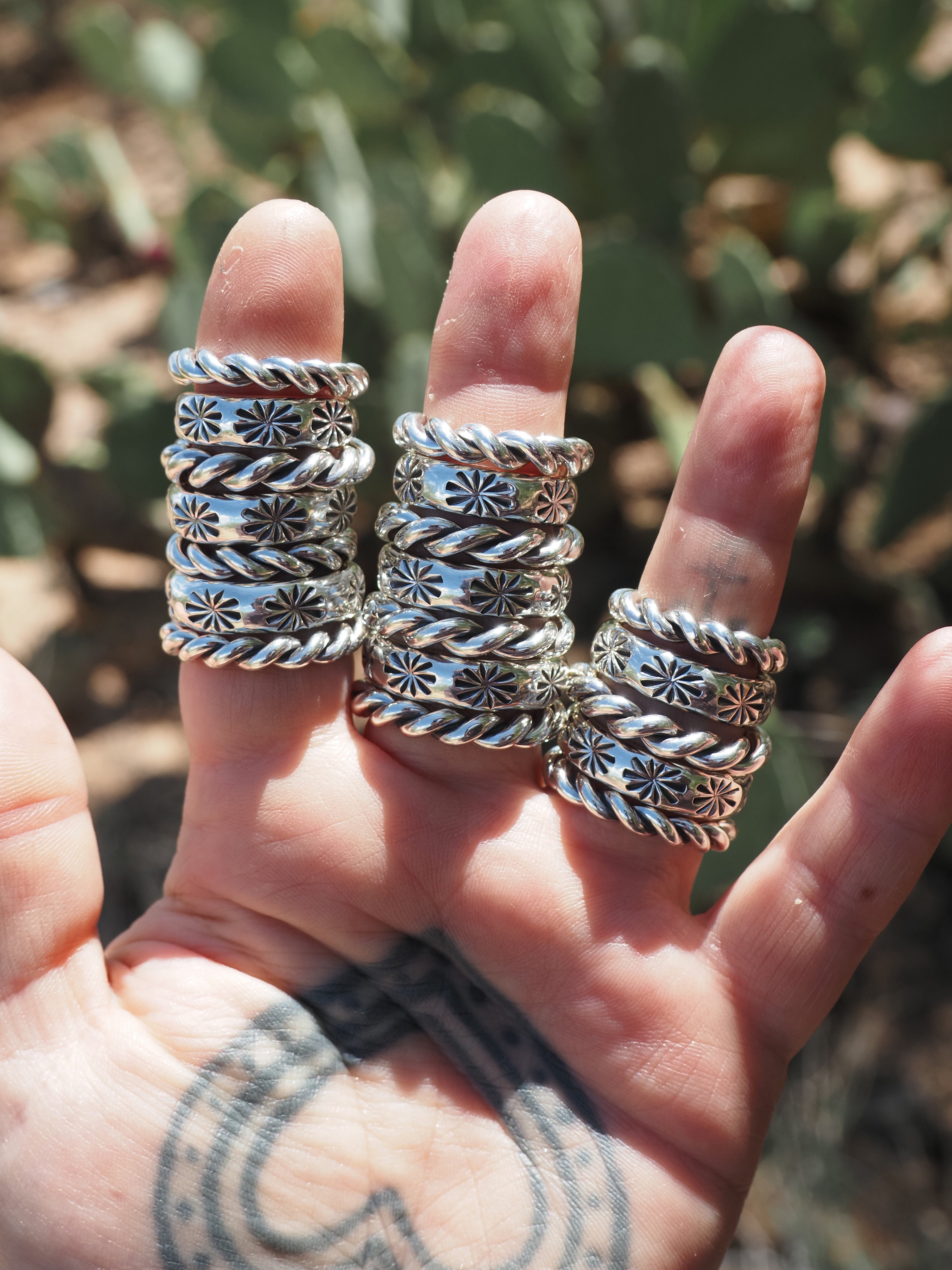 Twist Rings and Sparkle Hand Stamped Rings