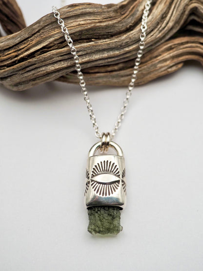 Moldavite Eye Talisman Necklace