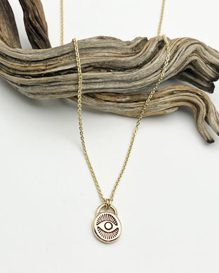 14k Gold Lucky Eye Pendant Necklace (D)