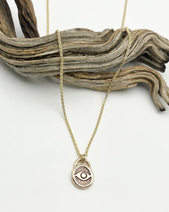 14k Gold Lucky Eye Pendant Necklace (D)