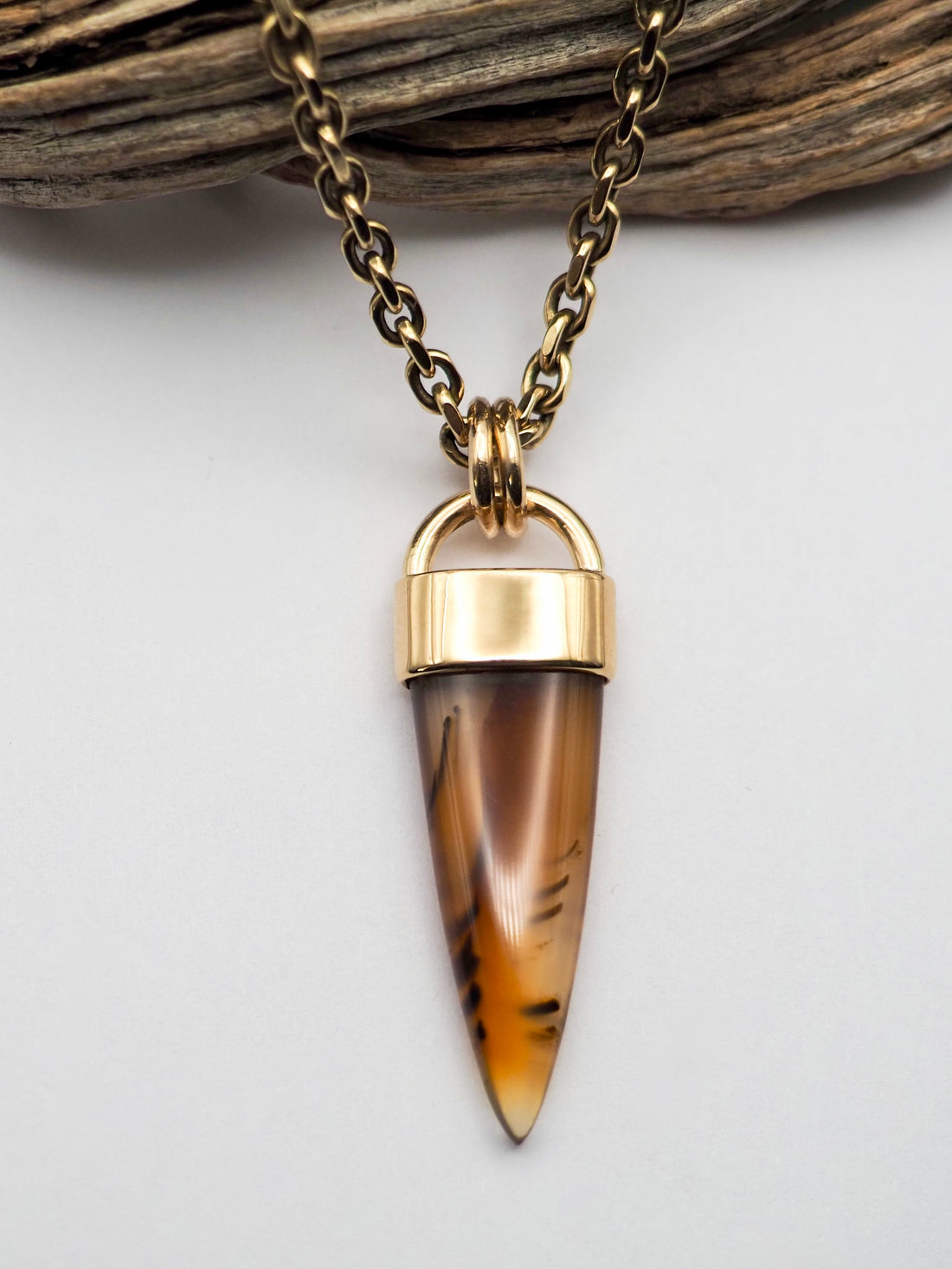 Montana Agate Spike 14k Gold Talisman Pendant
