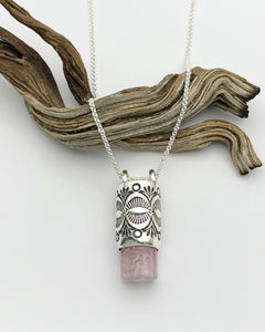 Cotton Candy Pink Tourmaline Mojave/Eye Talisman Necklace