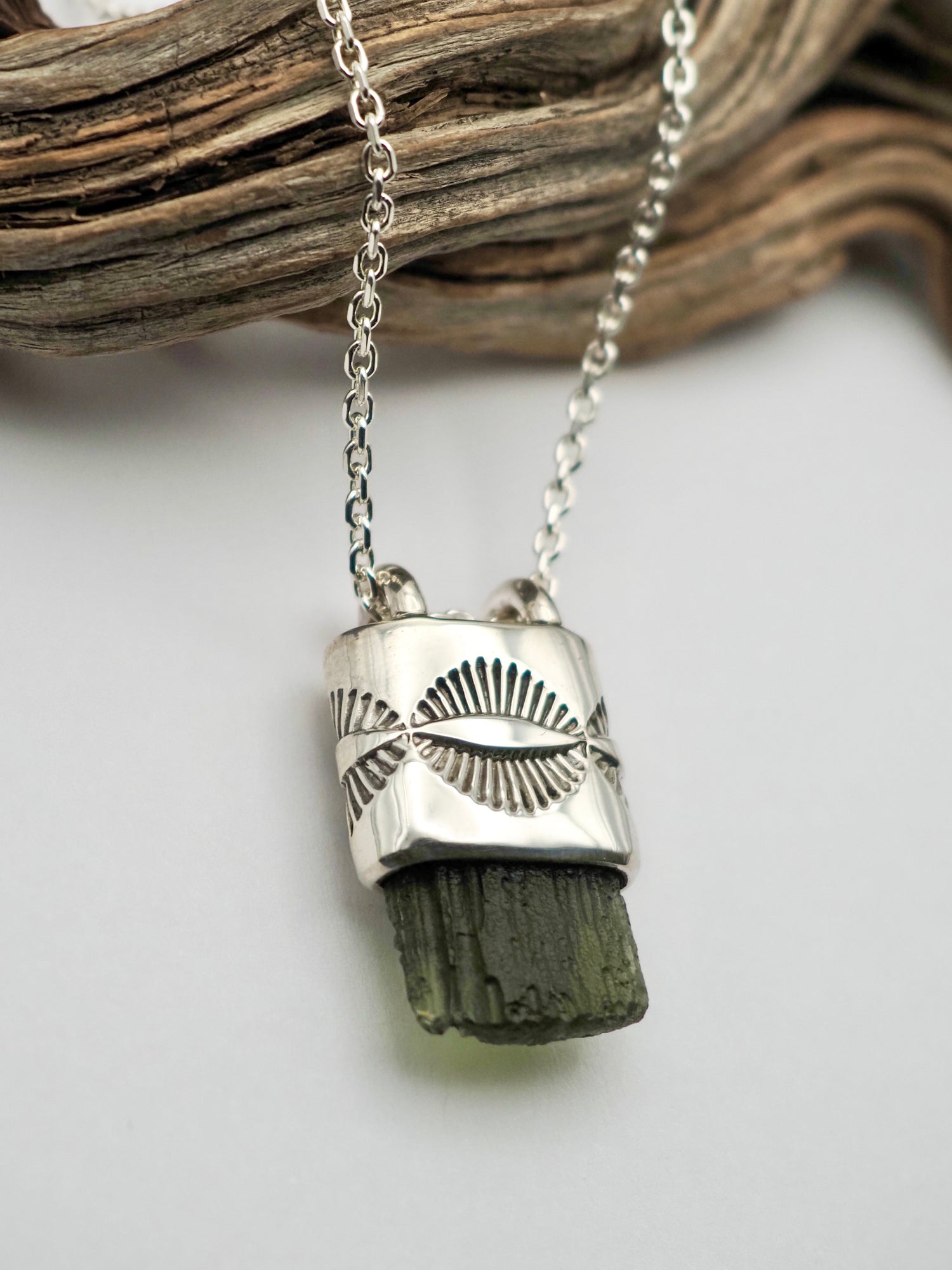 Moldavite Eye Talisman Necklace