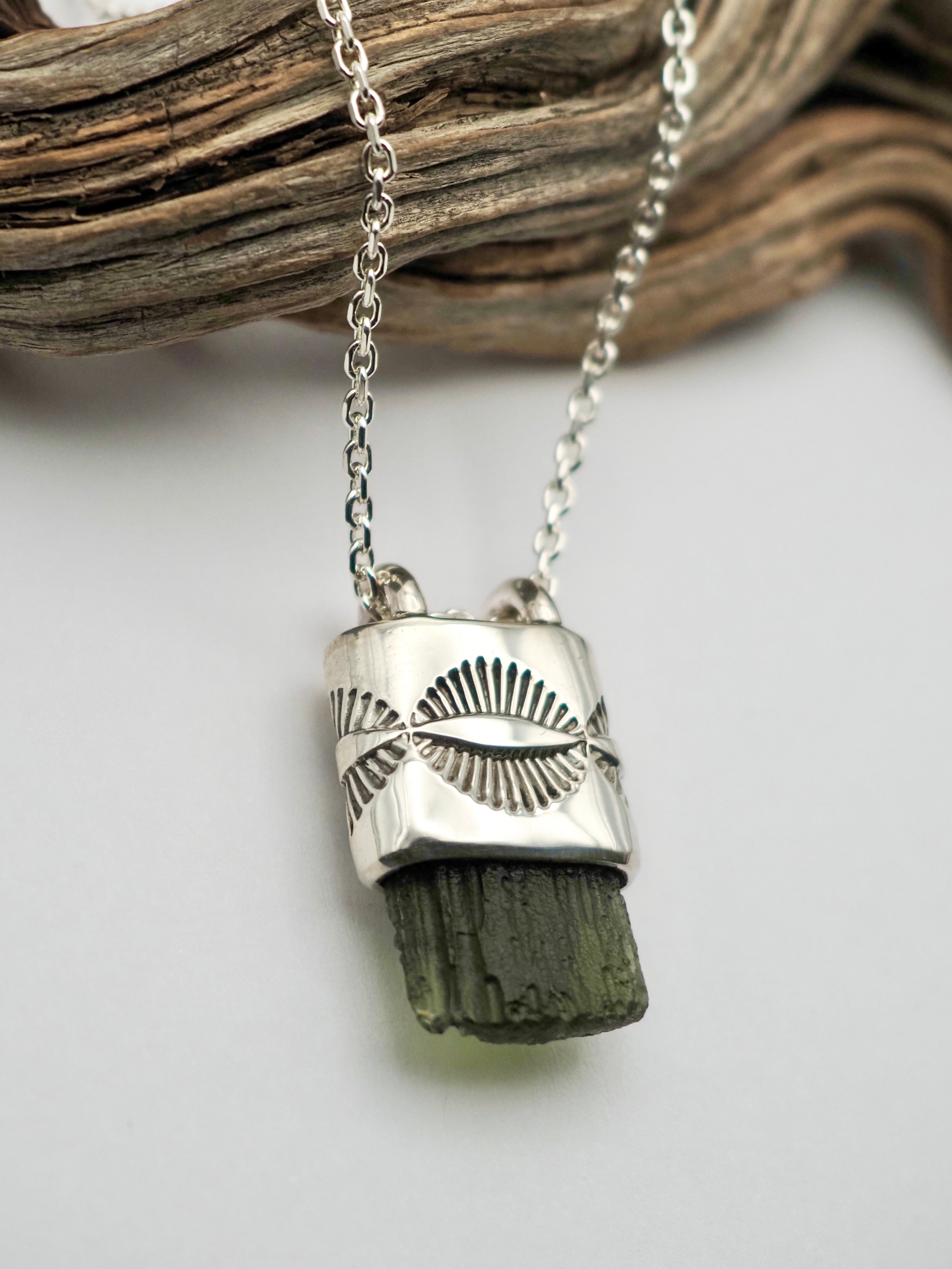 Moldavite Eye Talisman Necklace