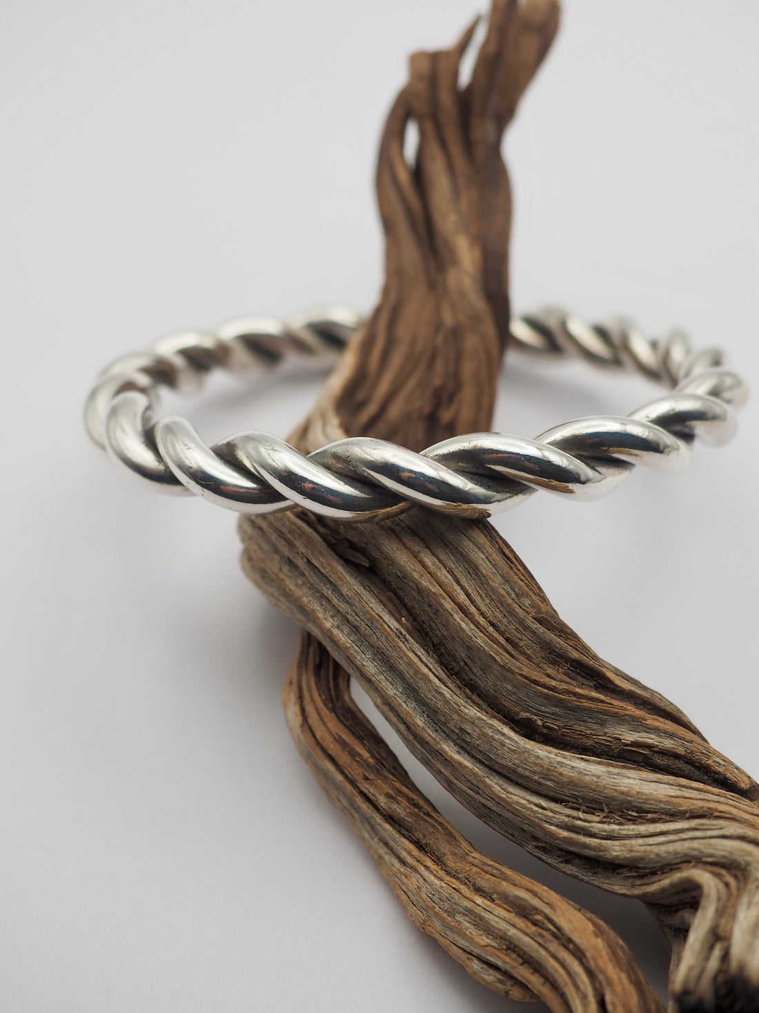 Heavyweight 6g Fine Silver Twist Bangle XS