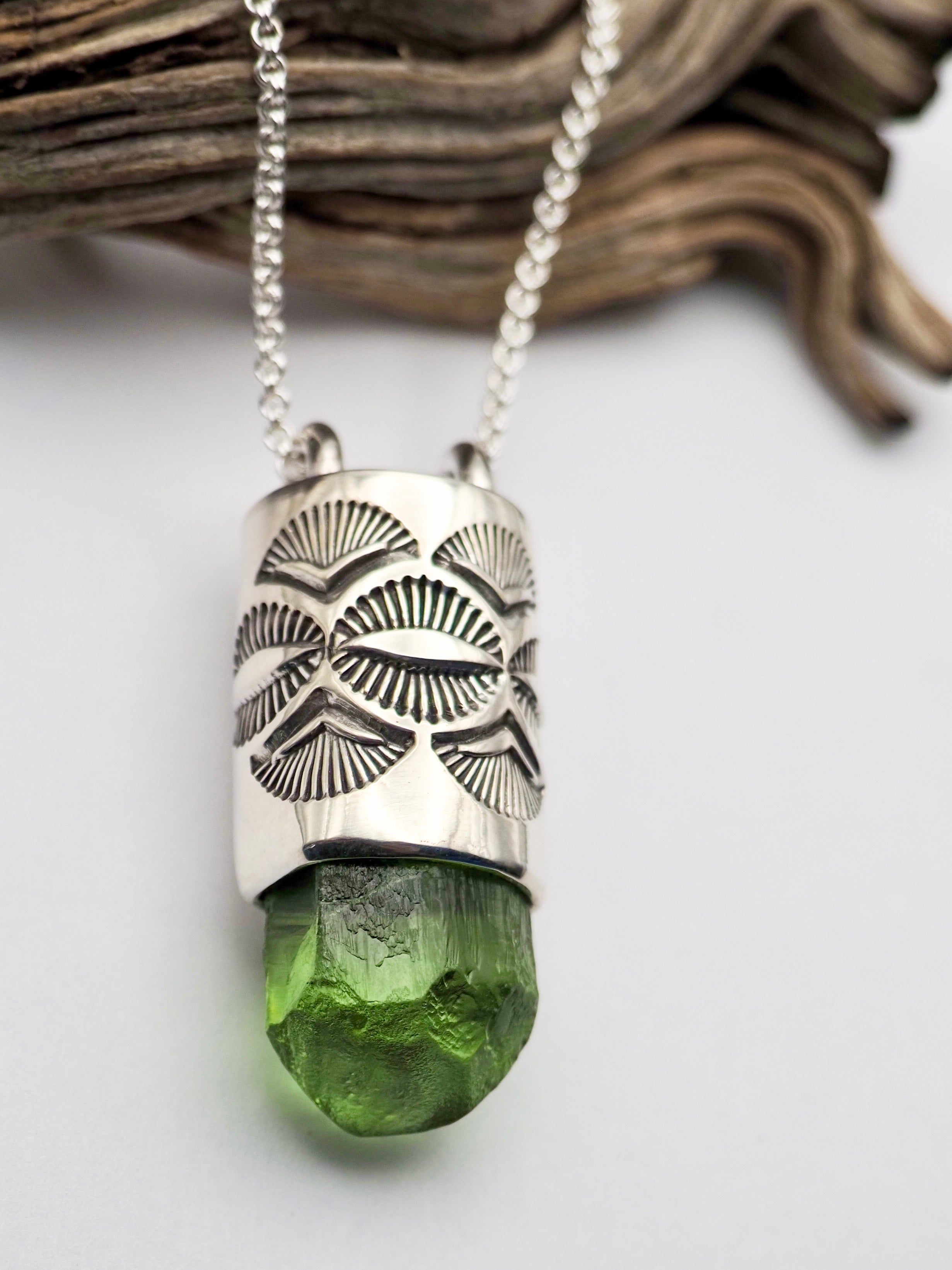 Peridot Eye/Fan Talisman Necklace