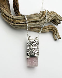 Cotton Candy Pink Tourmaline Mojave/Eye Talisman Necklace