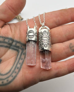 Polished Pink Kunzite Eye Talisman Necklace