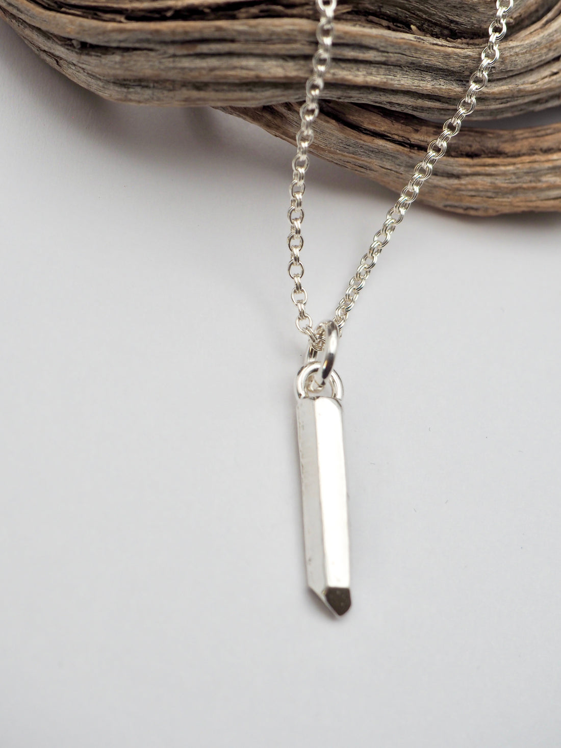 Small Cast Crystal Sterling Silver Necklace
