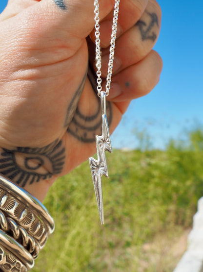 Sterling Silver Lightning Bolt Necklace