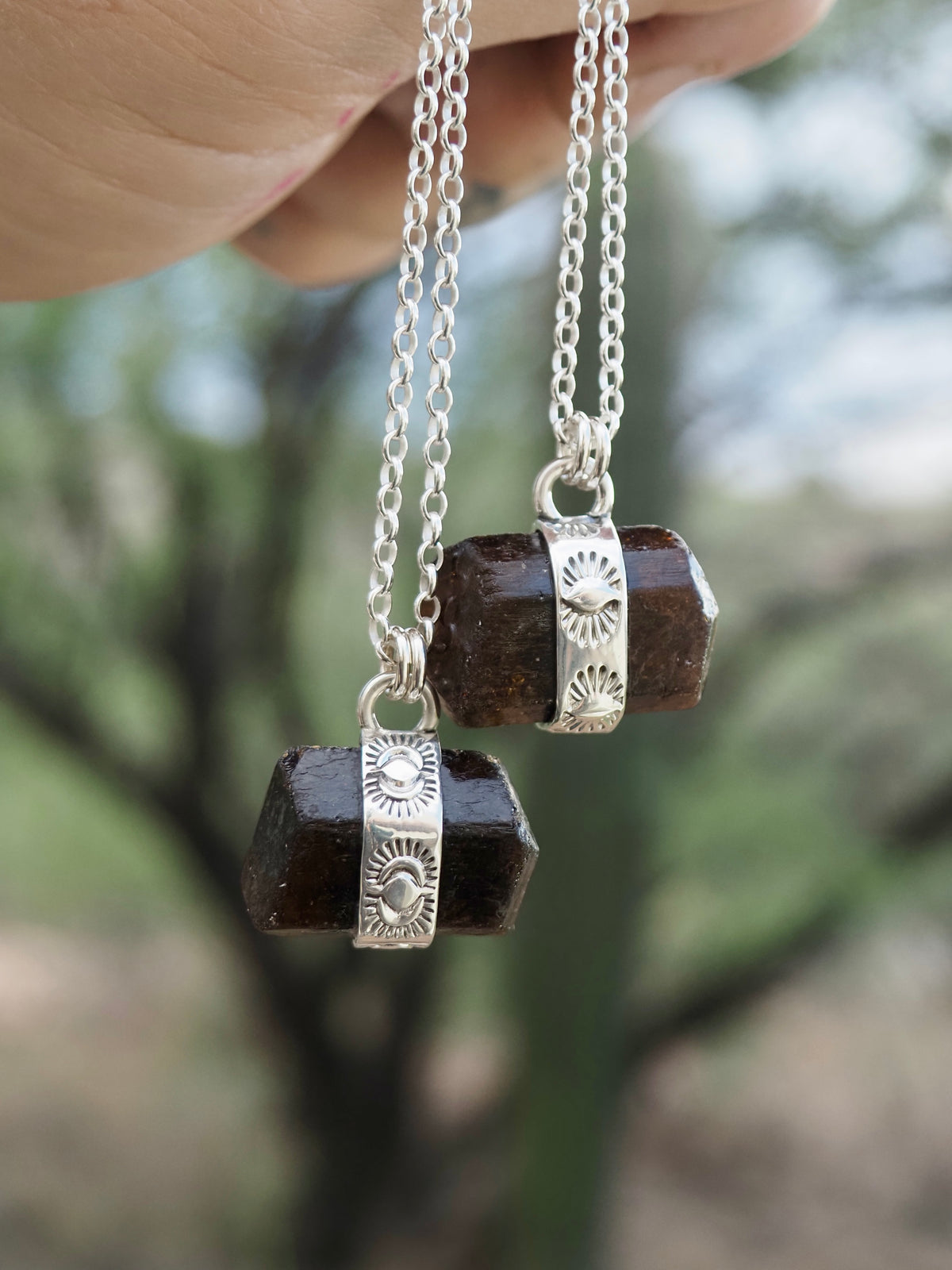 Dravite (Brown Tourmaline) Banded Talisman Necklaces