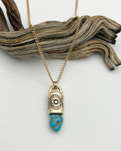 Lone Mountain Turquoise 14k Gold Eye Talisman Necklace