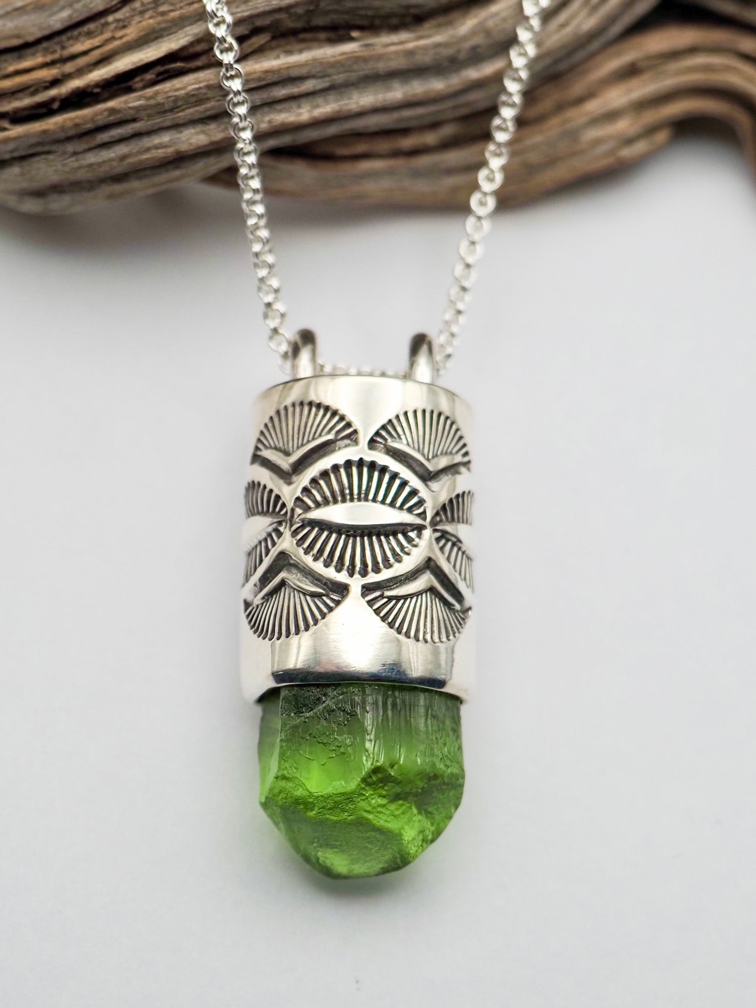 Peridot Eye/Fan Talisman Necklace