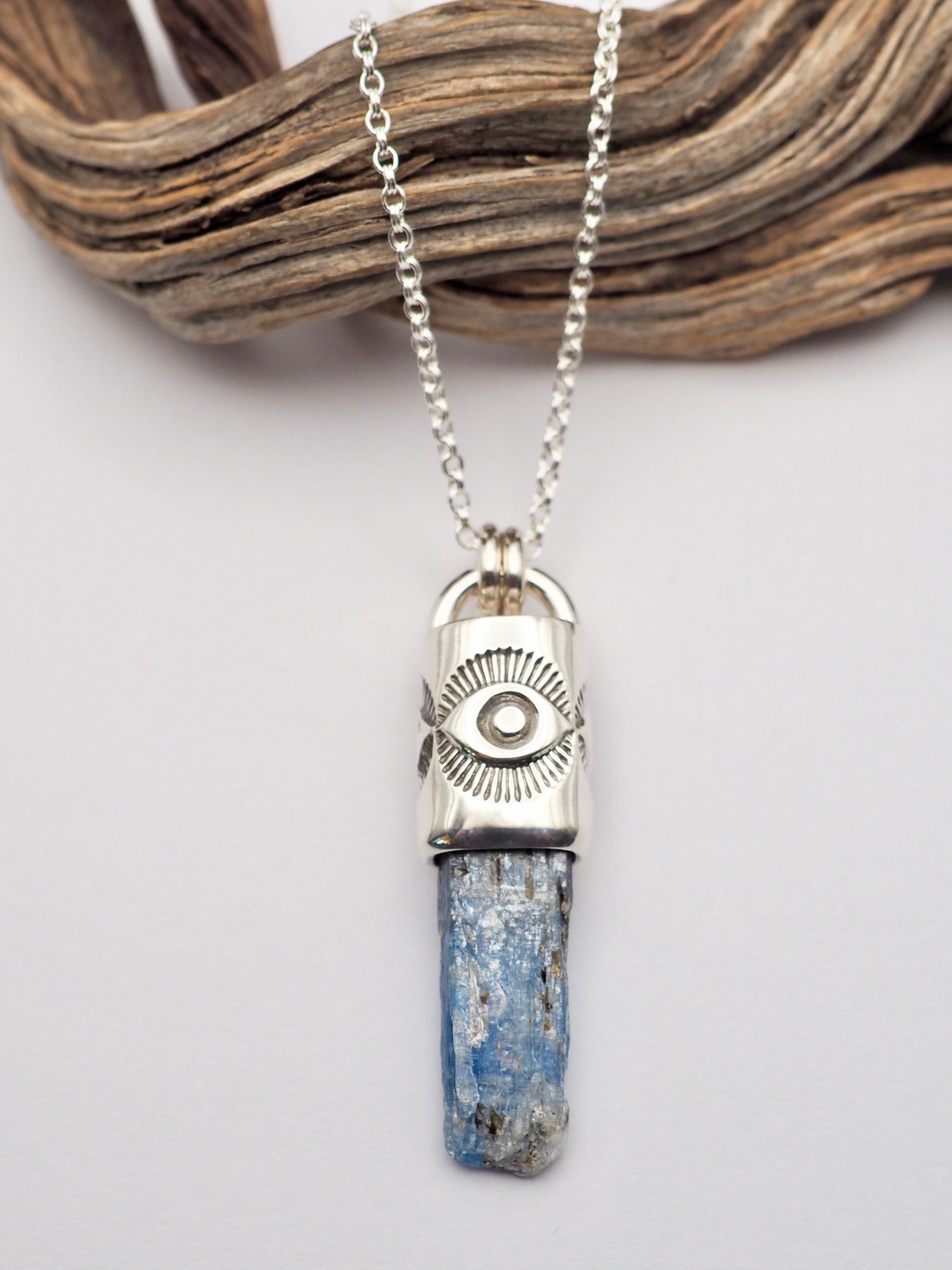 Blue Kyanite Eye Talisman Necklace