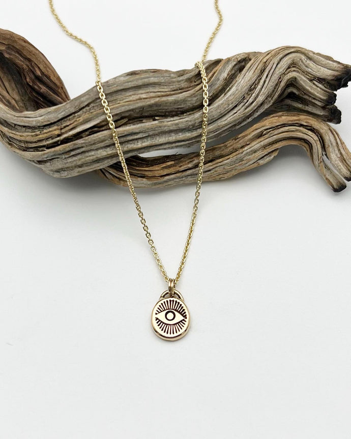 14k Gold Lucky Eye Pendant Necklace (G)