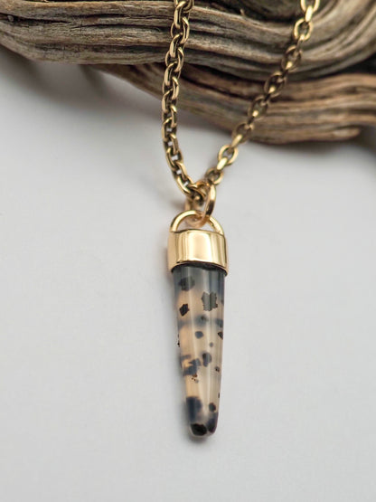 Montana Agate Spike 14k Gold Talisman Pendant