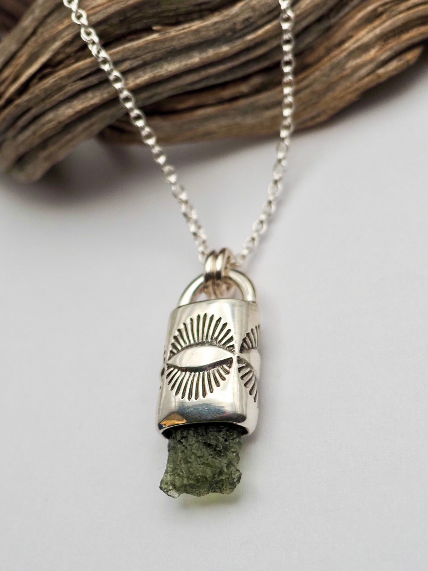 Moldavite Eye Talisman Necklace