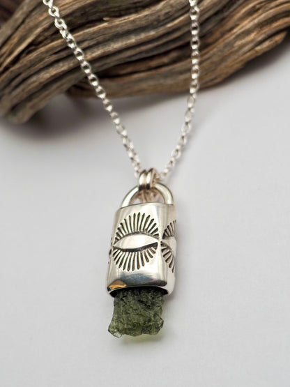 Moldavite Eye Talisman Necklace