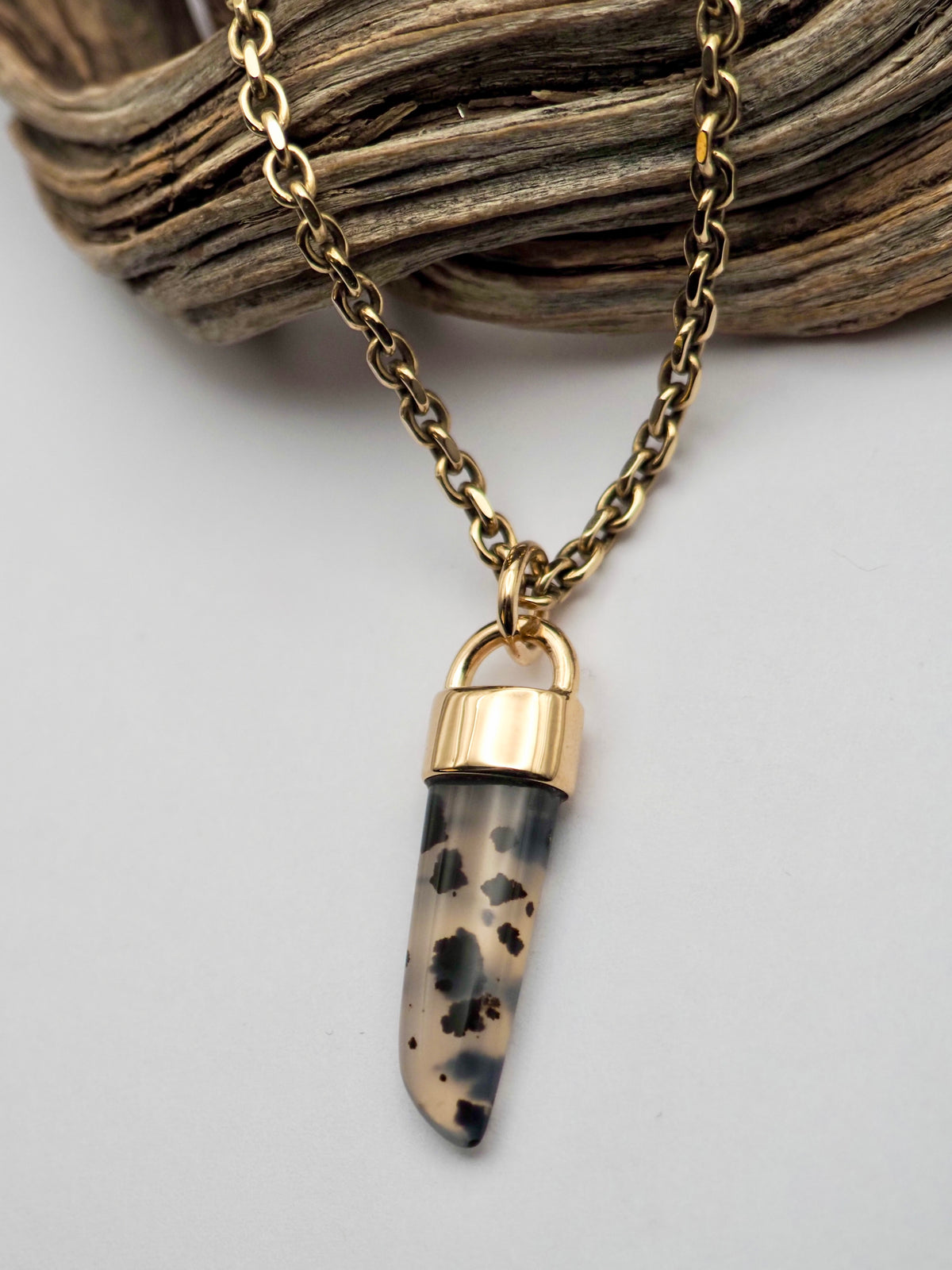 Montana Agate Spike 14k Gold Talisman Pendant