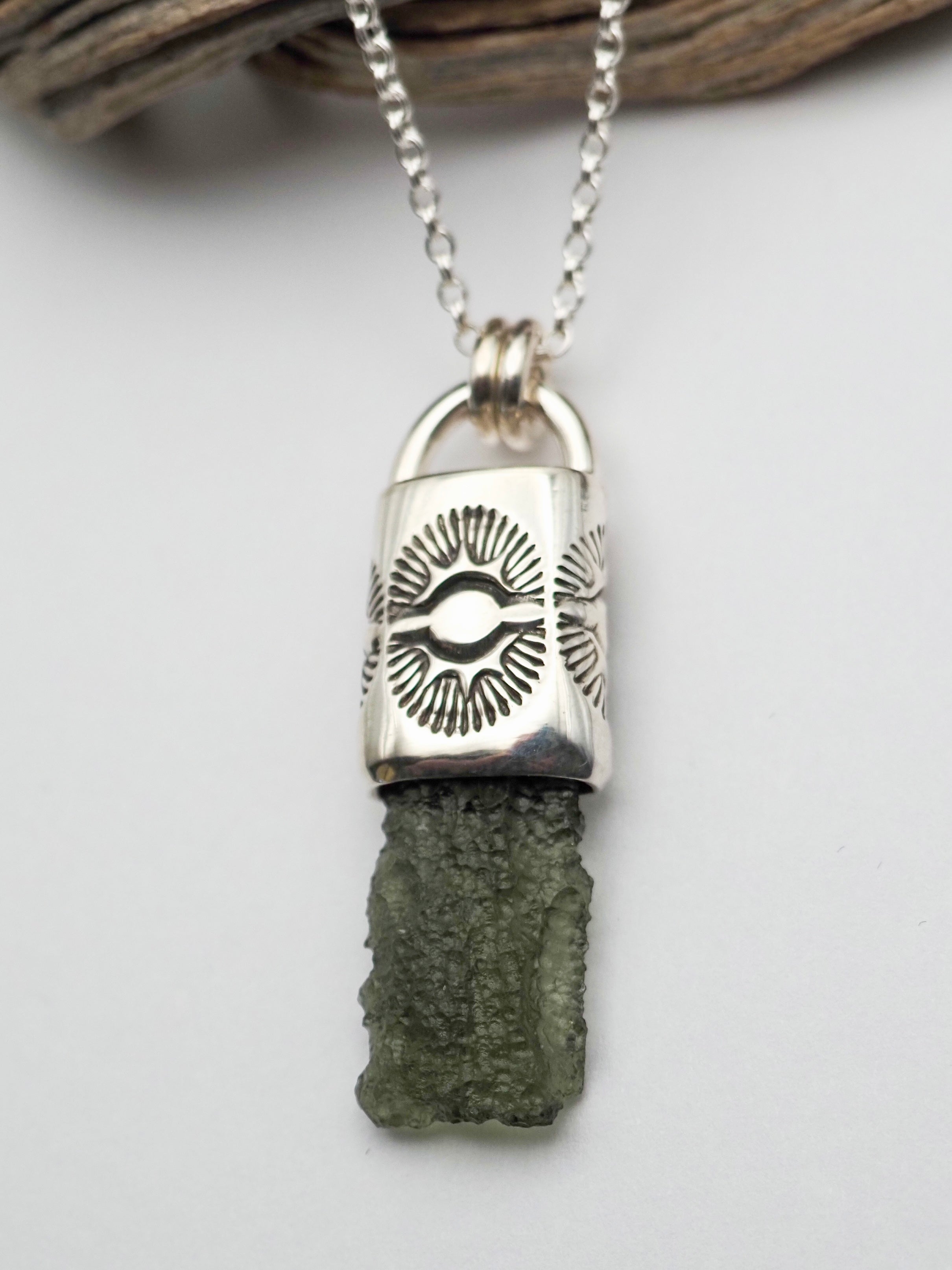 Moldavite Portal/Eye Talisman Necklace