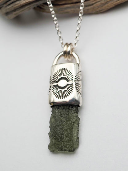 Moldavite Portal/Eye Talisman Necklace