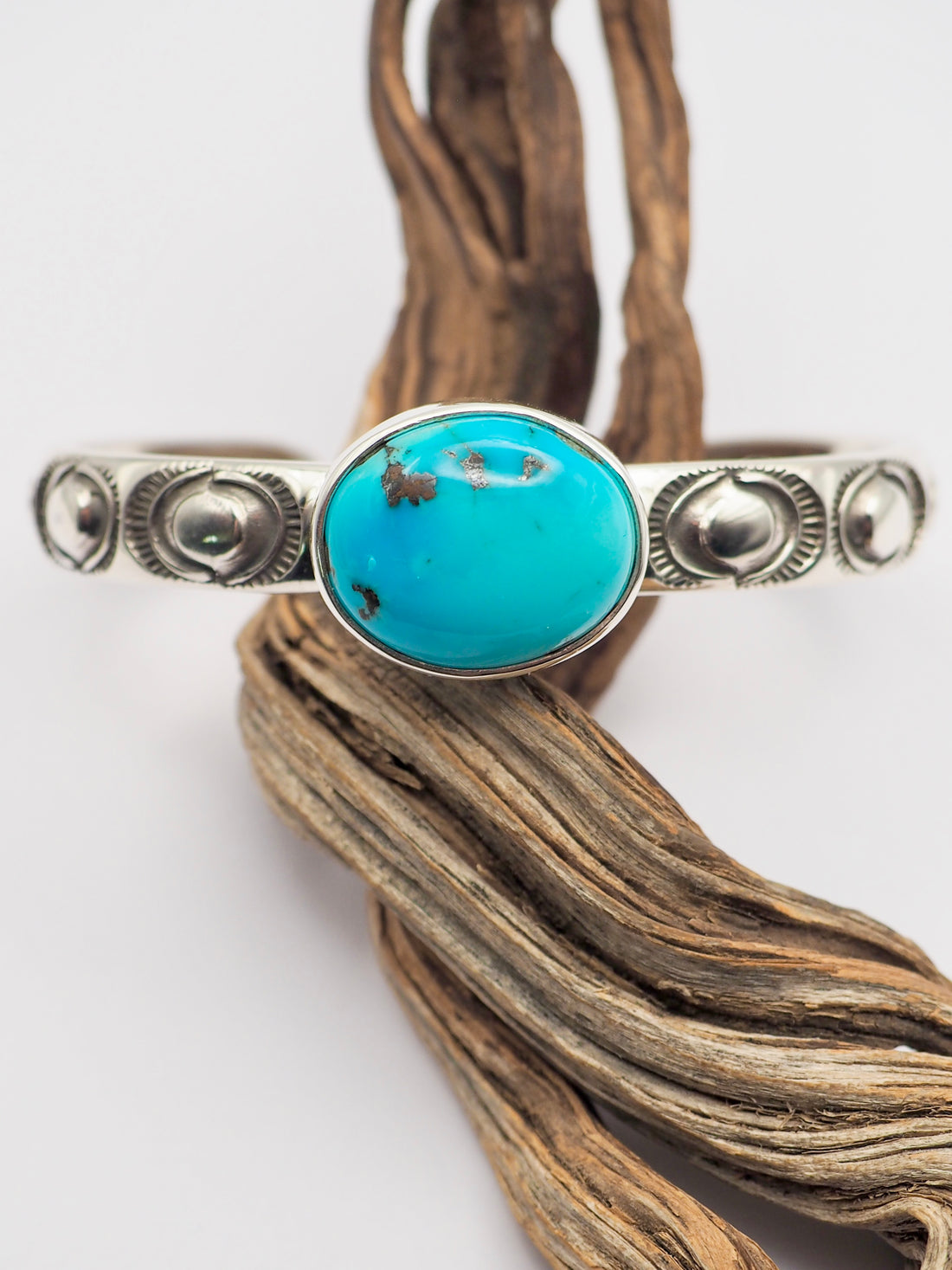 Blue Dream Turquoise Orbs Sterling Silver Heavyweight Cuff S/M