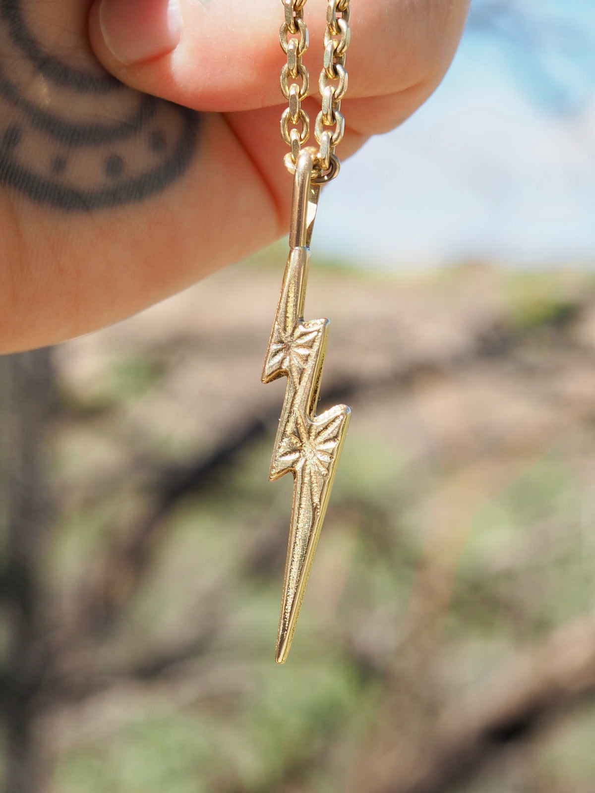 14k Gold Lightning Bolt Pendant