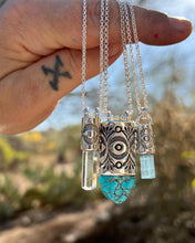 Aquamarine with Black Tourmaline Eye Talisman Necklace