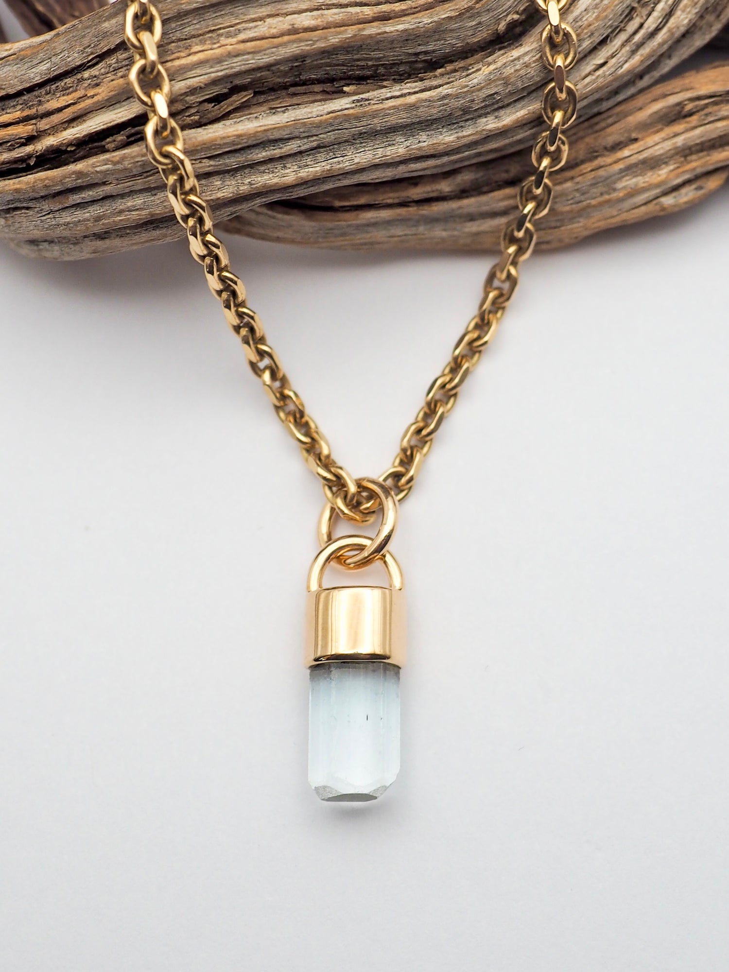 Cambodian Aquamarine 14k Gold Pendant