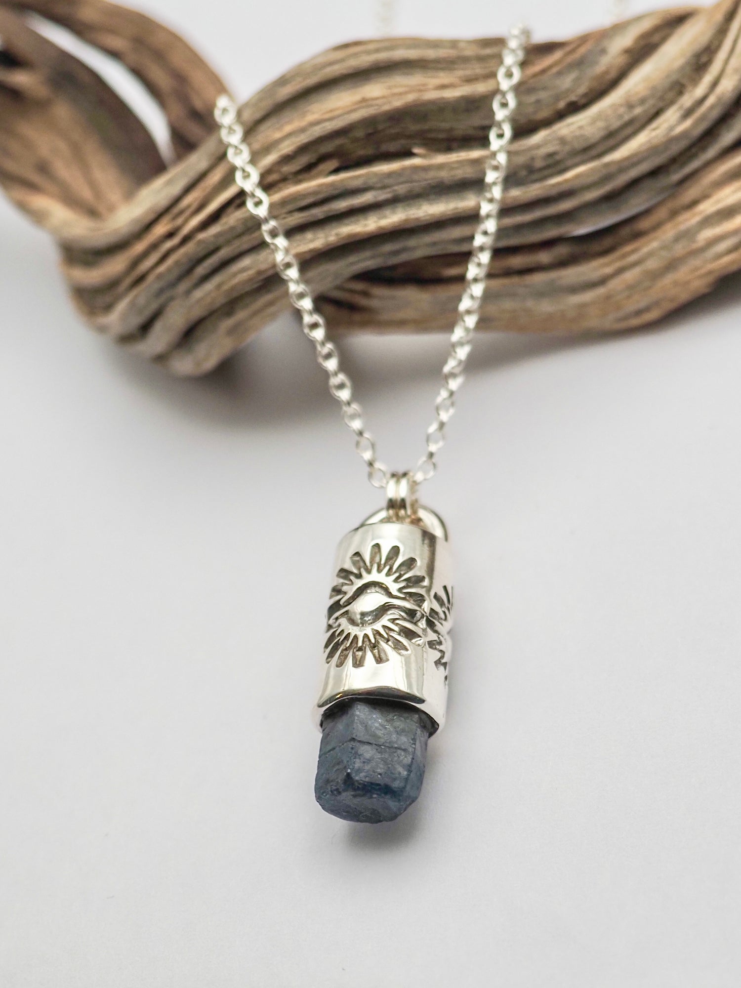Sapphire Sunburst Talisman Necklace