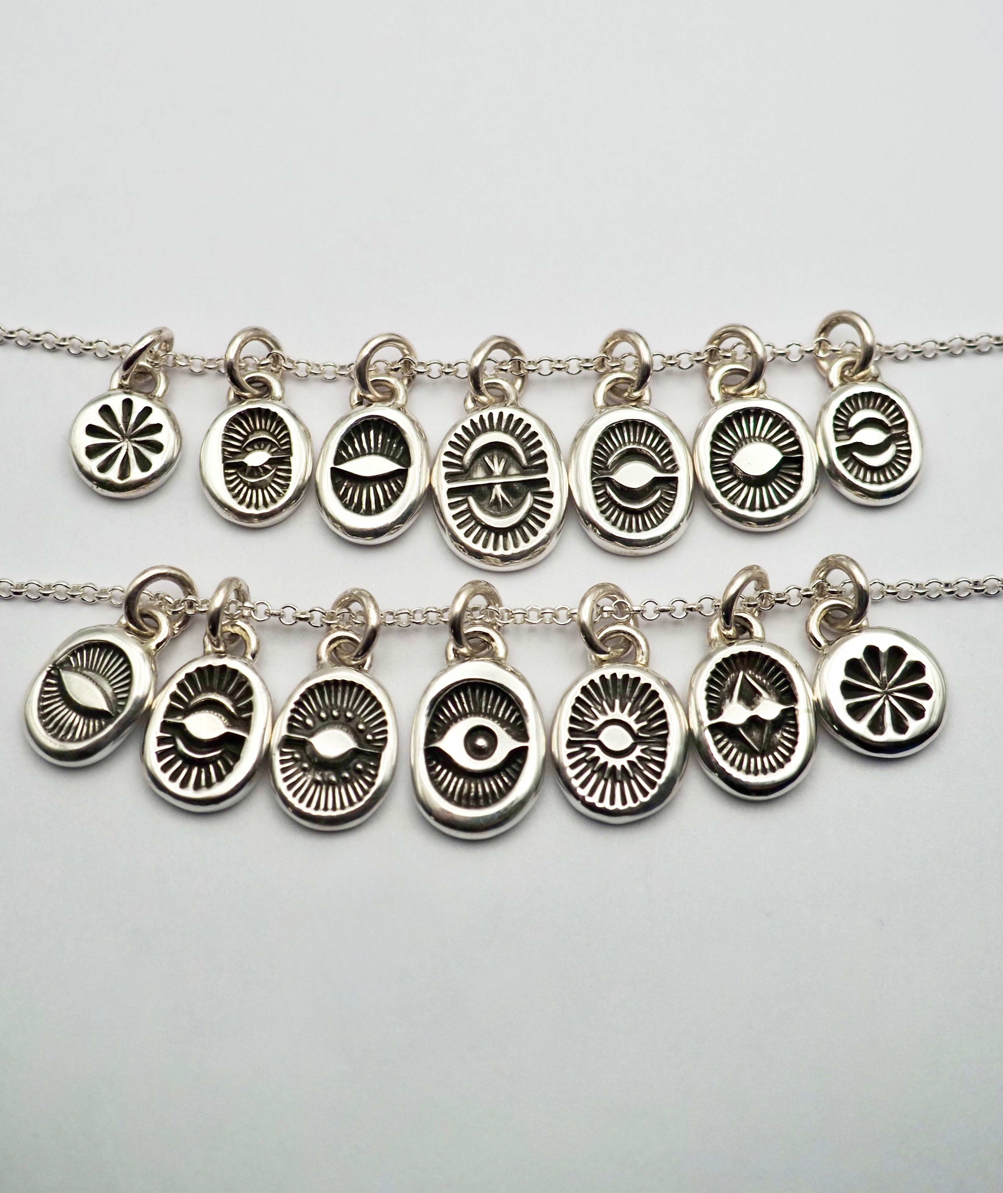 Sterling Silver Hand Stamped Mini Pendant Necklace