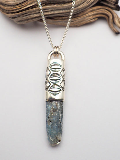 Blue Kyanite Triple Eye Talisman Necklace