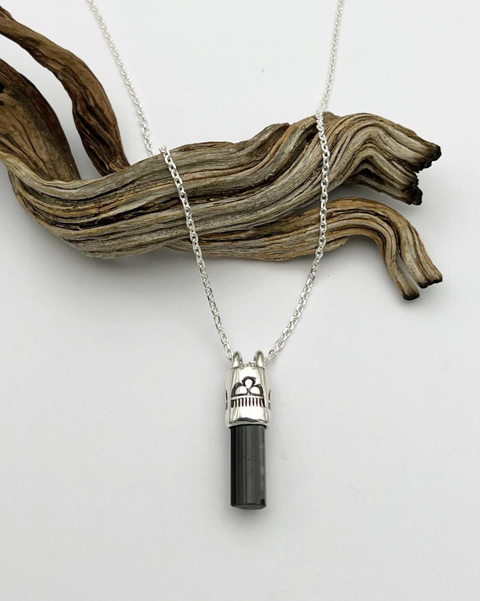 Black Tourmaline Raincloud Talisman Necklace
